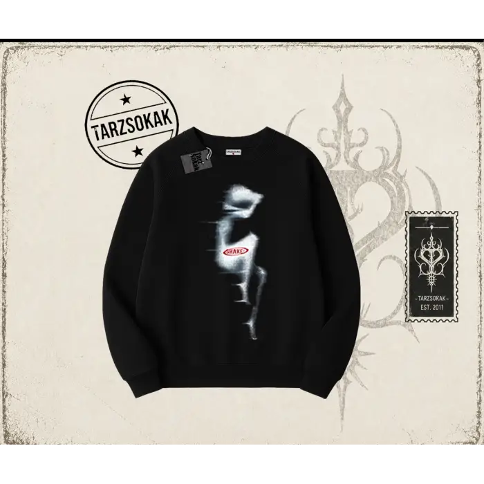 Unisex Shake Oversize Unisex Bisiklet Yaka Sweatshirt Beyaz