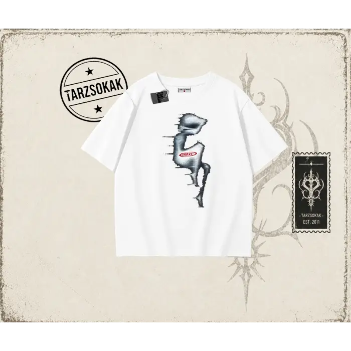 Unisex Shake Oversize Unisex Tişört Beyaz