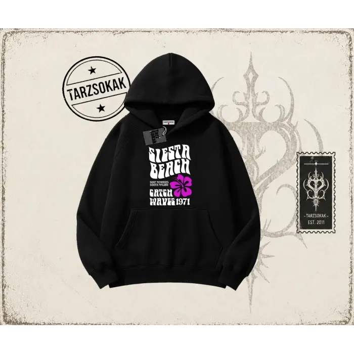 Unisex Siesta Beach Oversize Unisex Kapşonlu Sweatshirt Beyaz