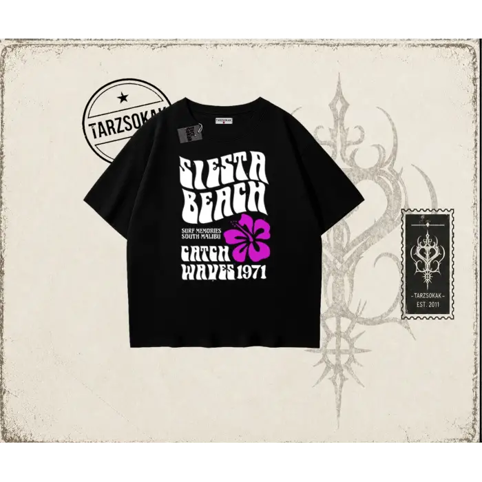 Unisex Siesta Beach Oversize Unisex Tişört Beyaz