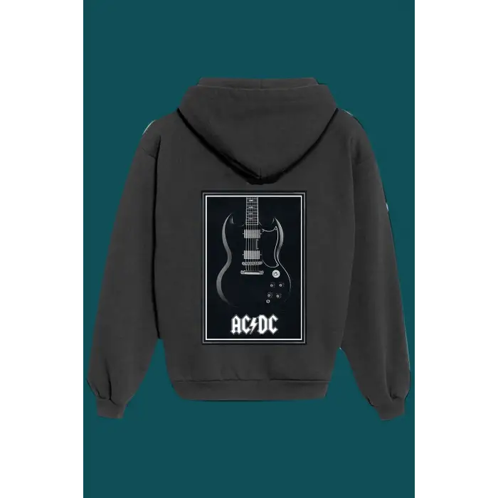 Unisex Siyah Ac-dc Sırt Baskılı Sweatshirt