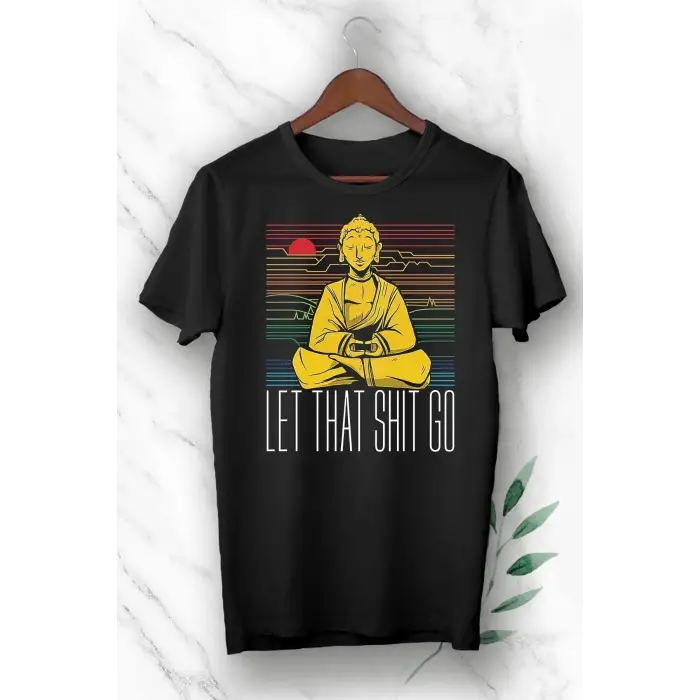 Unisex Siyah Buda Baskılı Tişört