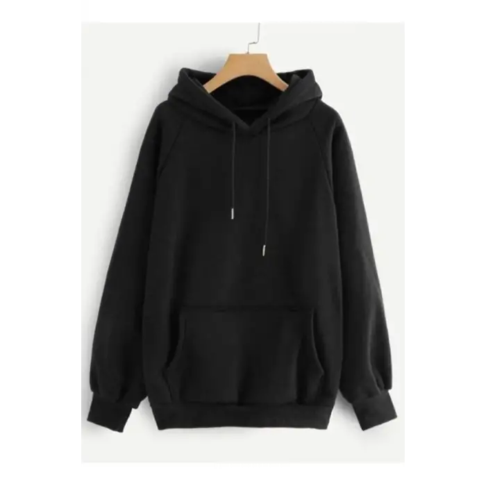 Unisex Siyah Düz Basic Sweatshirt 2ip