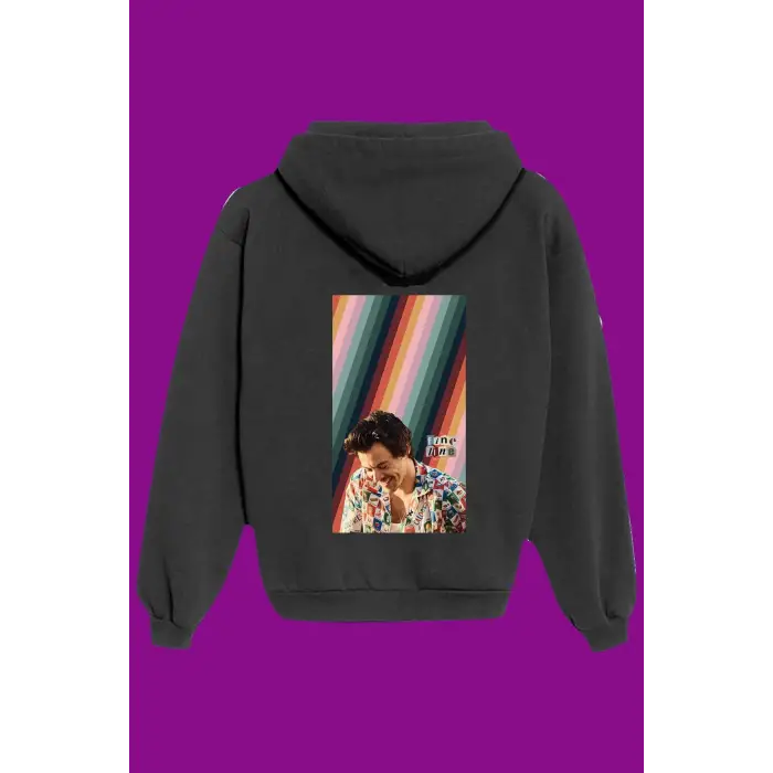 Unisex Siyah Harry Styles Sırt Baskılı Sweatshirt