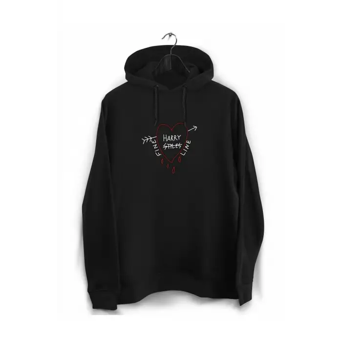 Unisex Siyah Harry Styles Taraftar Baskılı Sweatshirt