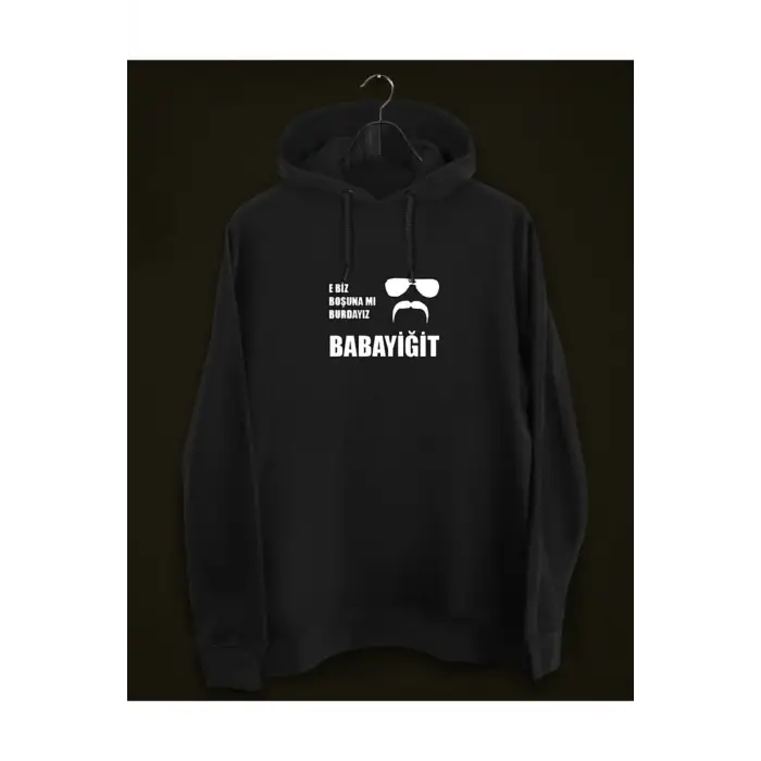 Unisex Siyah Kurtlar Vadisi Baskılı Sweatshirt
