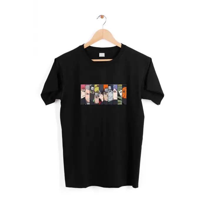 Unisex Siyah Naruto Baskılı Tişört