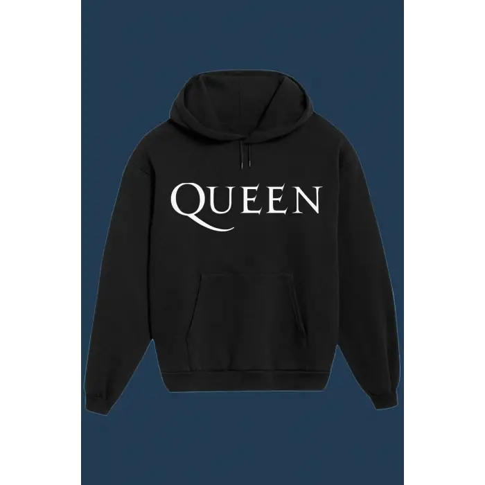 Unisex Siyah Queen Baskılı Sweatshirt
