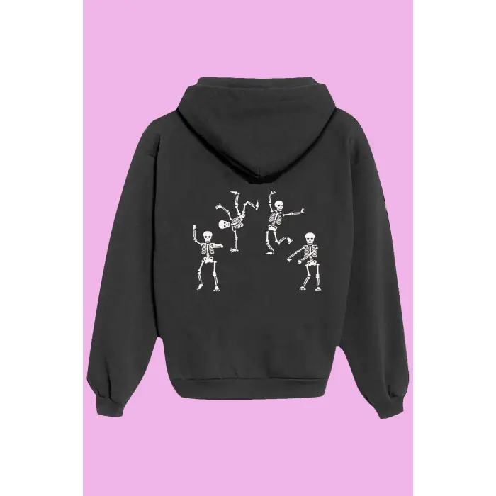 Unisex Siyah Skull Sırt Baskılı Sweatshirt