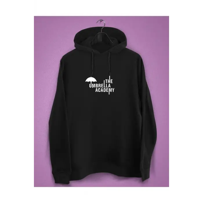Unisex Siyah The Umbrella Academy Baskılı Sweatshirt