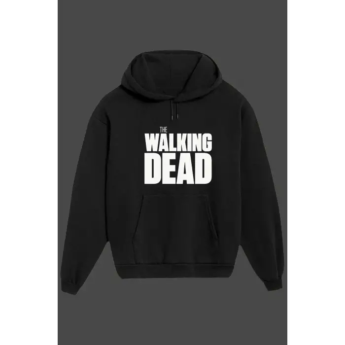 Unisex Siyah The Walking Dead Baskılı Sweatshirt