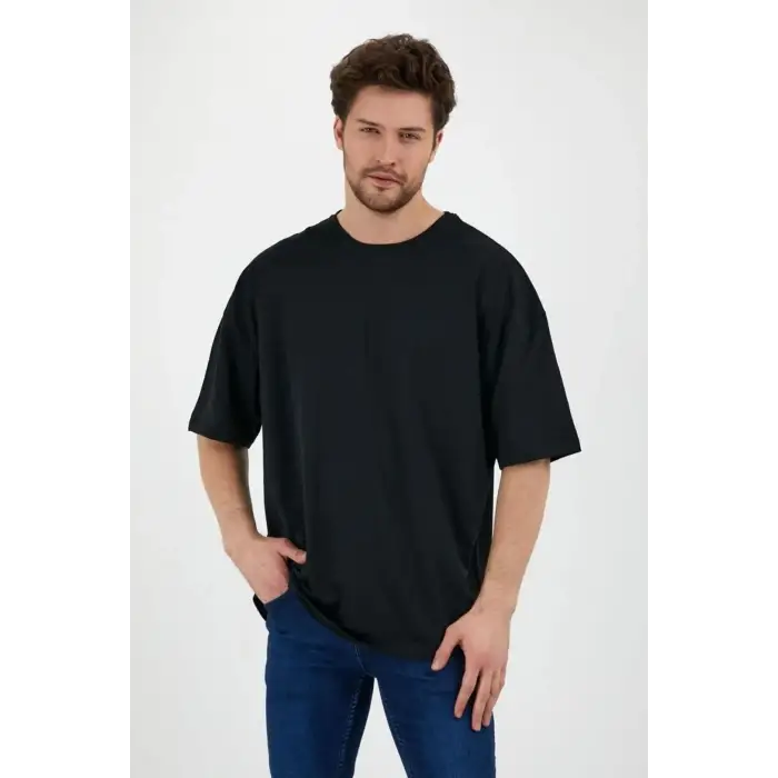 Unisex Siyah Unisex Bol Kesim Oversize Tshirt