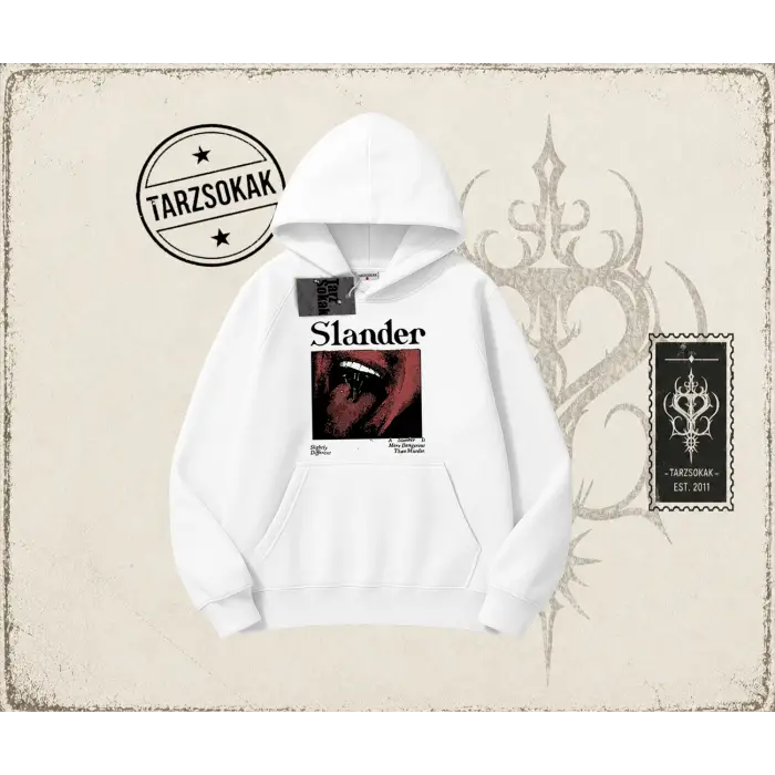 Unisex Slander Oversize Unisex Kapşonlu Sweatshirt Beyaz