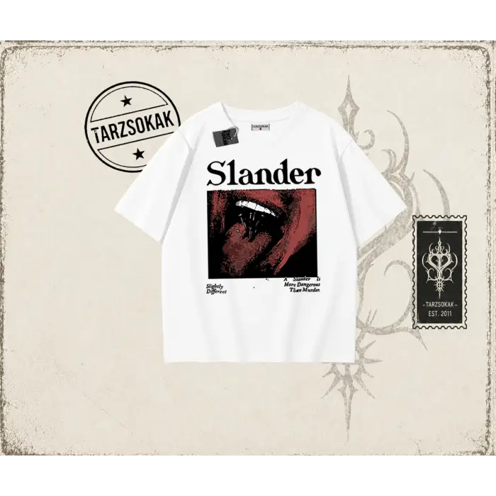 Unisex Slander Oversize Unisex Tişört Beyaz