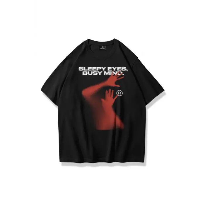 Unisex Sleepy Eyes Tshirt Siyah
