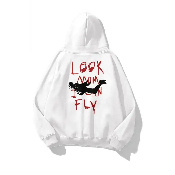 Unisex Smiley Look Mom Sweatshirt Beyaz