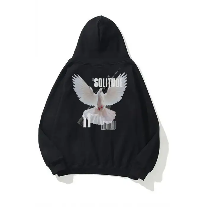 Unisex Solitude Sweatshirt Hoodie Siyah