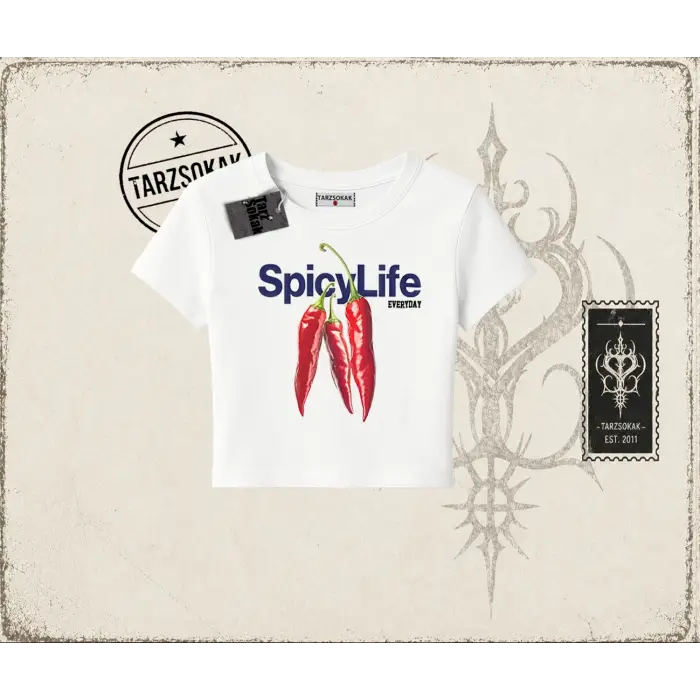 Unisex Spicylife Kadın Baby Tee Beyaz
