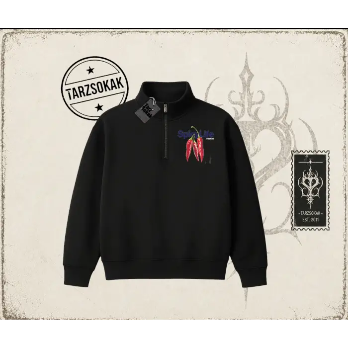 Unisex Spicylife Unisex Polo Yaka Yarım Fermuarlı Sweatshirt Beyaz