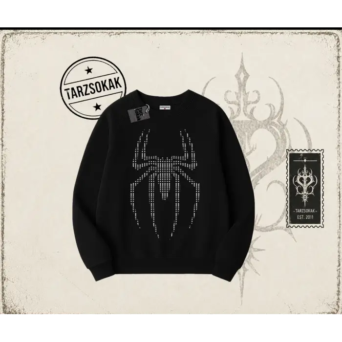 Unisex Spiderman Oversize Unisex Bisiklet Yaka Sweatshirt Beyaz