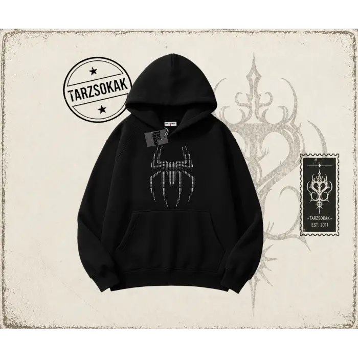 Unisex Spiderman Oversize Unisex Kapşonlu Sweatshirt Beyaz