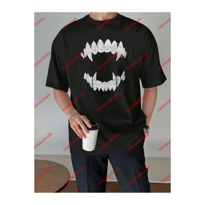 Unisex Teeth Tshirt Siyah