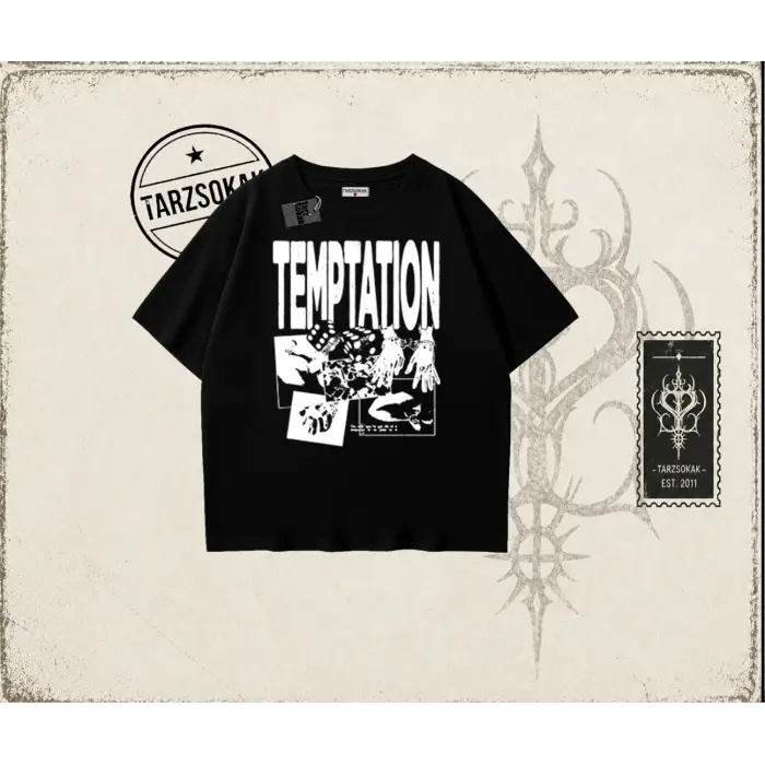 Unisex Temptation Tshirt Oversize Unisex Tişört Beyaz