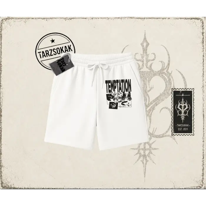 Unisex Temptation Tshirt Unisex Şort Beyaz