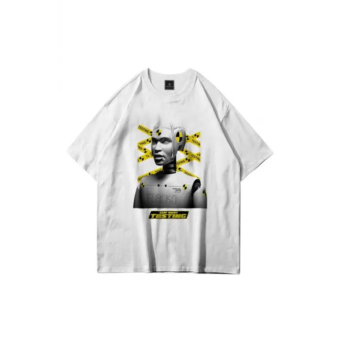 Unisex Testing Asap Rocky Beyaz T Shirt