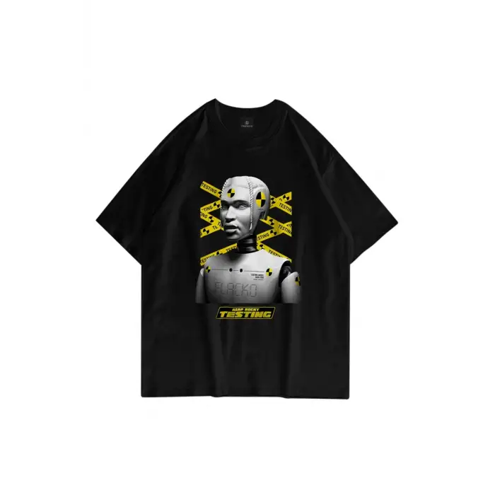 Unisex Testing Asap Rocky Siyah T Shirt