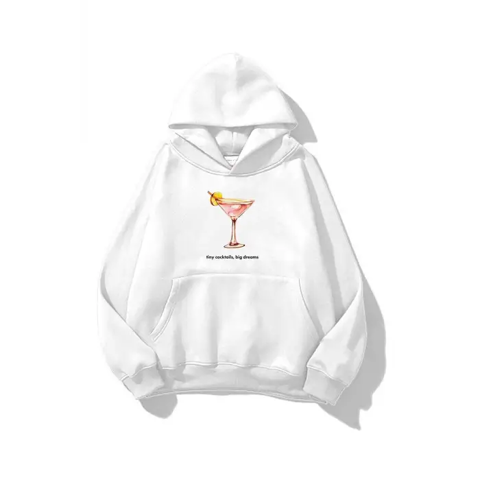 Unisex Tiny Cocktails Big Dreams Sweatshirt Beyaz