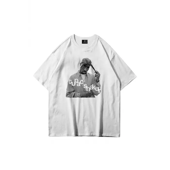 Unisex Tupac Shakur Tshirt Beyaz
