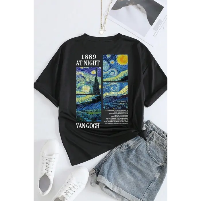 Unisex Van Gogh Baskılı Oversize