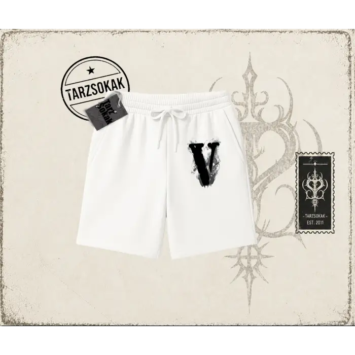 Unisex Vlone Unisex Şort Beyaz