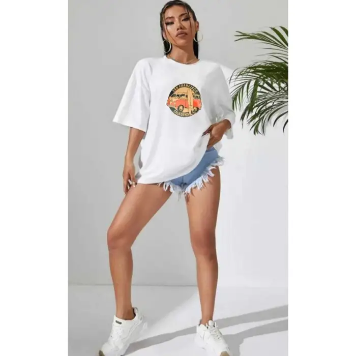 Unisex Vosvos Baskılı Pamuklu Penye Tshirt
