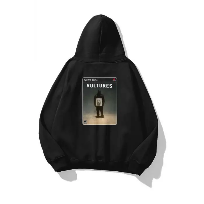Unisex Vultures Kanye PS2 Sweatshirt Siyah