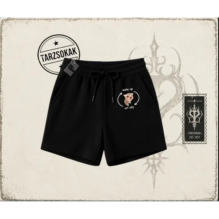 Unisex Wake up Act Silly Unisex Şort Beyaz