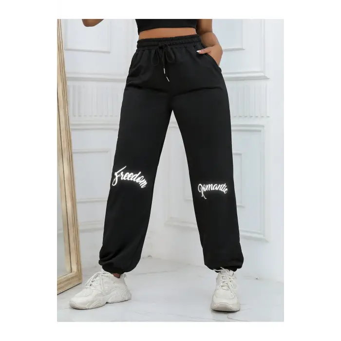Unity Reflective Letter Graphic Drawstring Waist 4 Mevsim Eşofman