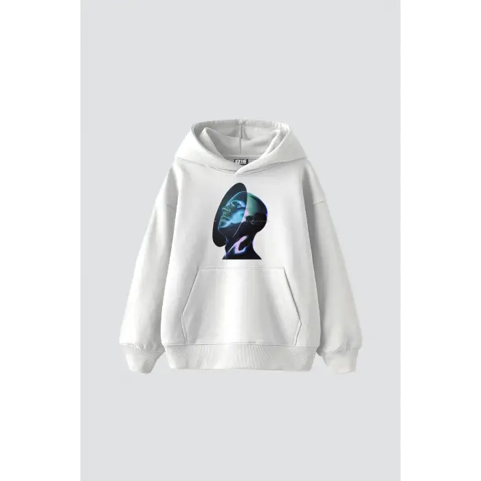 Universe Man Baskılı Oversize Unisex Premium Beyaz