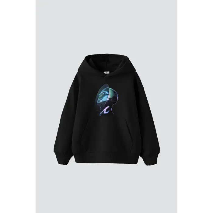 Universe Man Baskılı Oversize Unisex Premium Siyah