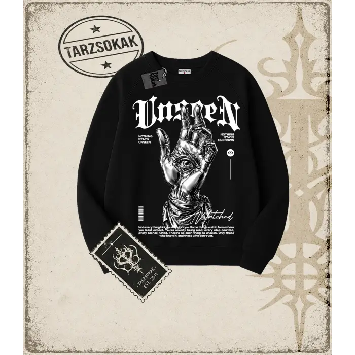 UNSEEN   Oversize Unisex Bisiklet Yaka Sweatshirt