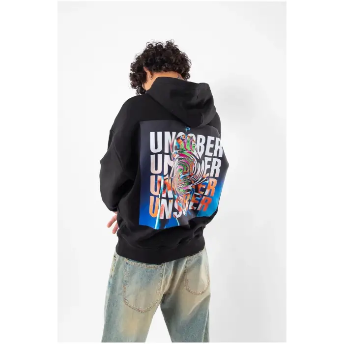Unsober Baskılı Oversize Unisex Siyah
