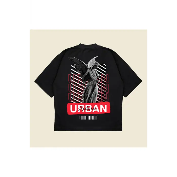 Urban Baskılı Oversize Unisex Pamuklu Nefes Alan Kalın Kumaşlı