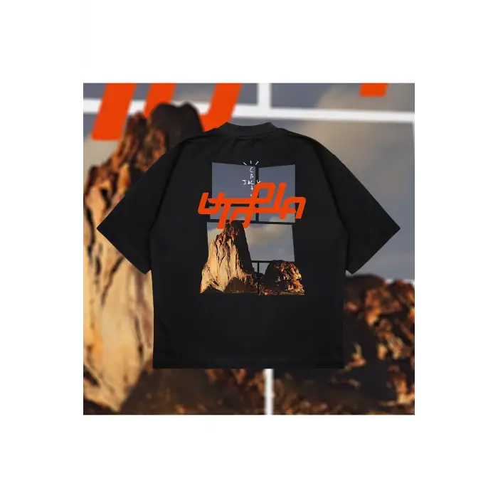 Utopia Mountains Vintage Oversize Unisex Pamuklu Nefes Alan Kalın Kumaşlı