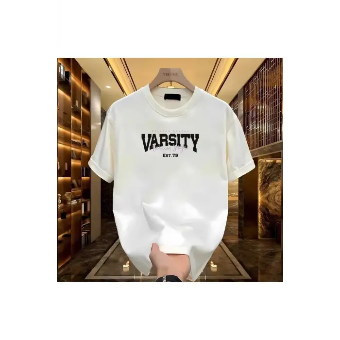 Varsity Baskılı Beyaz Erkek