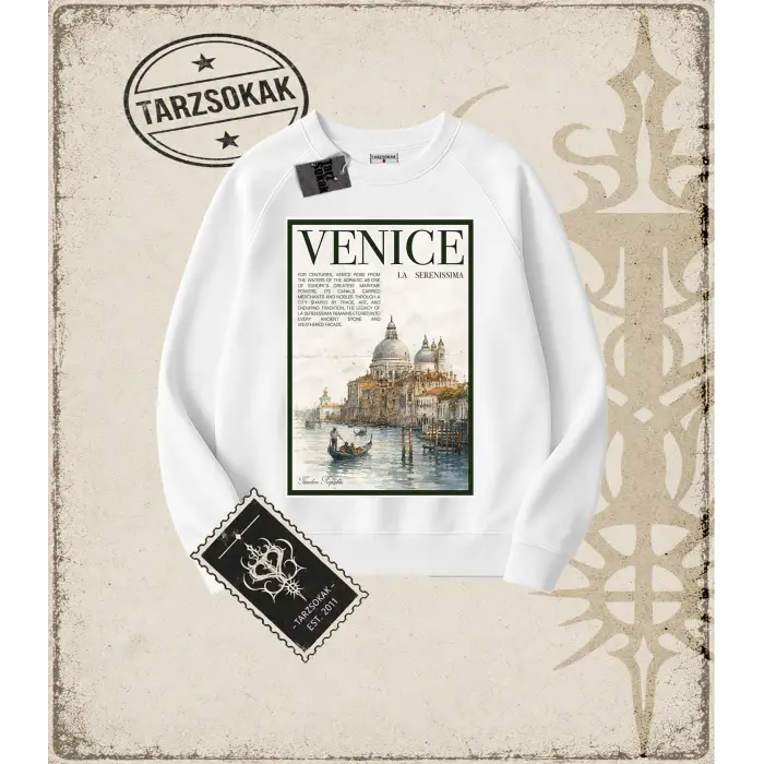 VENICE Oversize Unisex Bisiklet Yaka Sweatshirt