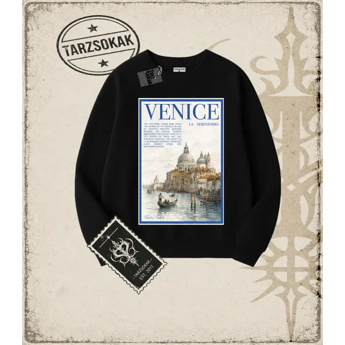 VENICE Oversize Unisex Bisiklet Yaka Sweatshirt