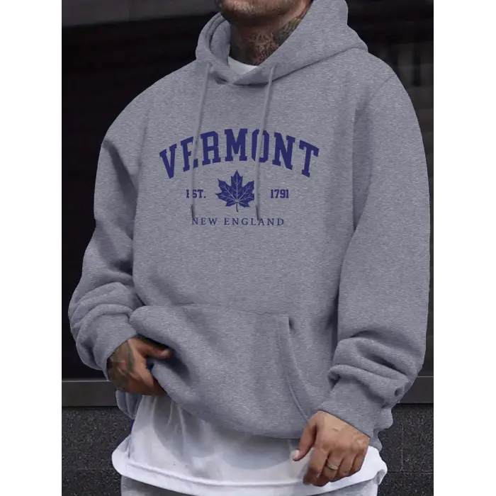 Vermont New England Est 1791 Pattern ManS Tops Autumn Casual Pullovers Street Warm Sweatshir