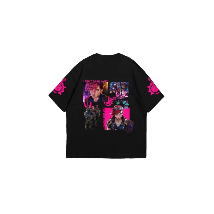 VI Arcane Baskılı Oversize Unisex Siyah