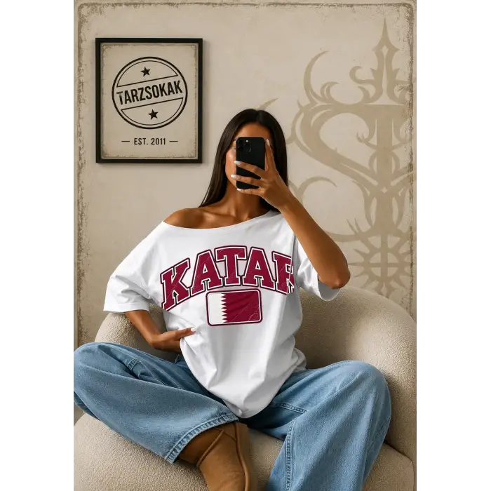 Vintage KATAR Baskılı Unisex Oversize